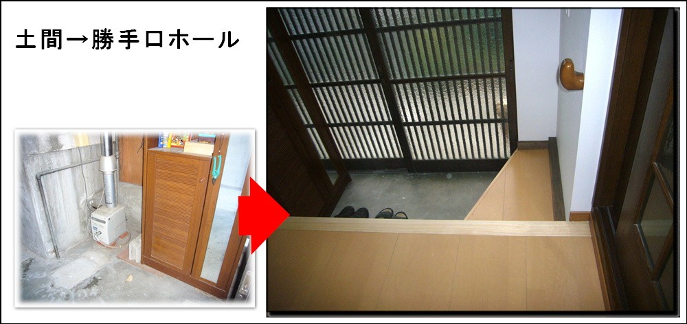 フローリングリフォーム土間だった場所を廊下に枚方