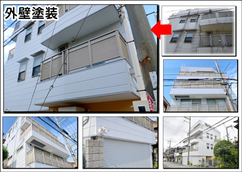 4階建ての外壁塗装と屋根塗装、後付ダクトエアコンなど計３台でした寝屋川