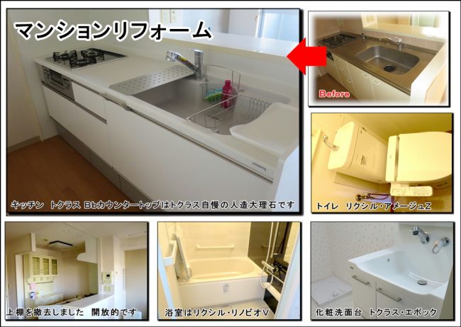 マンションの水まわりの浴室キッチン洗面トイレなどでした枚方