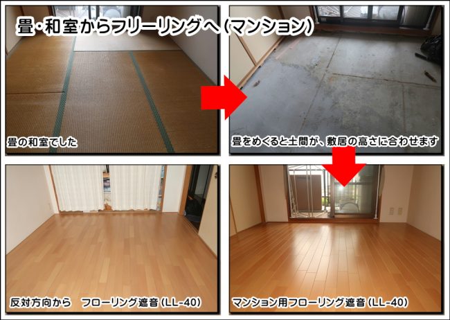マンション 畳からフローリングへ枚方