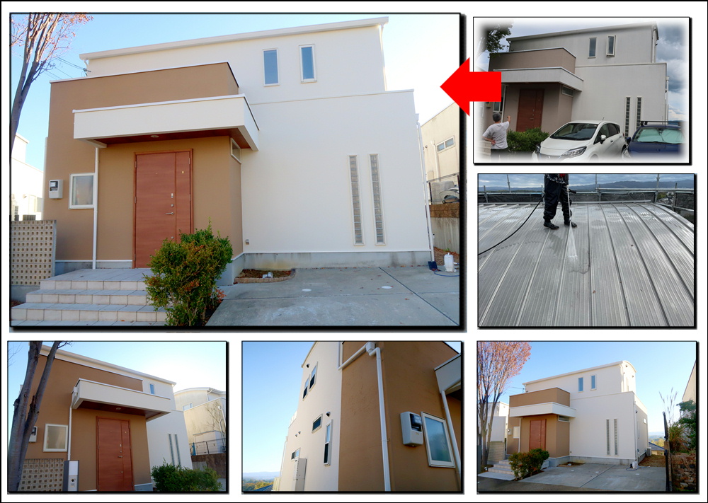 オシャレなカラーの外壁塗装でモダンに家に変身です寝屋川 リフォームを枚方寝屋川でするならサポートガード リフォームマイスター飯田が担当なので安心